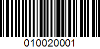 Barcode for 010020001