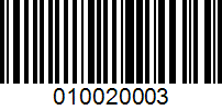 Barcode for 010020003