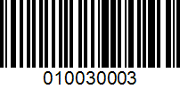 Barcode for 010030003