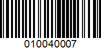 Barcode for 010040007