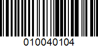 Barcode for 010040104