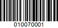 Barcode for 010070001