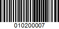 Barcode for 010200007