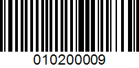 Barcode for 010200009