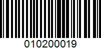 Barcode for 010200019