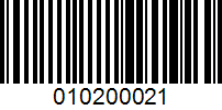 Barcode for 010200021