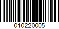 Barcode for 010220005