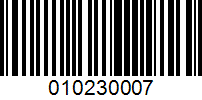 Barcode for 010230007