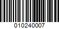 Barcode for 010240007