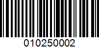 Barcode for 010250002