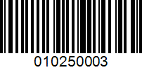 Barcode for 010250003