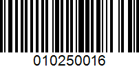 Barcode for 010250016