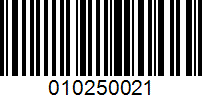 Barcode for 010250021