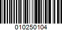 Barcode for 010250104