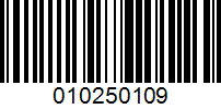 Barcode for 010250109