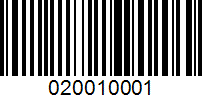 Barcode for 020010001