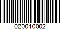 Barcode for 020010002