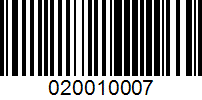 Barcode for 020010007