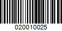 Barcode for 020010025