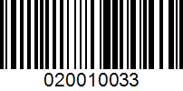 Barcode for 020010033