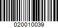 Barcode for 020010039