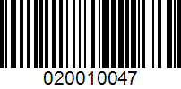 Barcode for 020010047