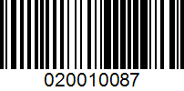 Barcode for 020010087