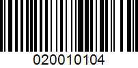 Barcode for 020010104