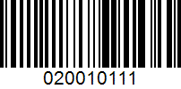 Barcode for 020010111