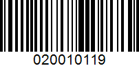 Barcode for 020010119