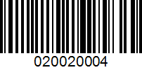 Barcode for 020020004