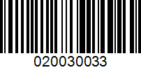 Barcode for 020030033