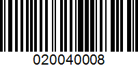 Barcode for 020040008