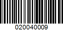 Barcode for 020040009