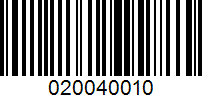 Barcode for 020040010