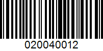 Barcode for 020040012