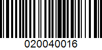 Barcode for 020040016