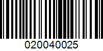 Barcode for 020040025