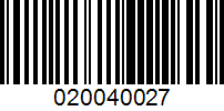 Barcode for 020040027