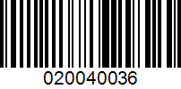 Barcode for 020040036