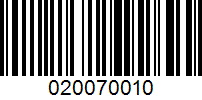 Barcode for 020070010