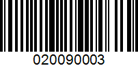 Barcode for 020090003