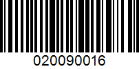 Barcode for 020090016