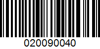 Barcode for 020090040