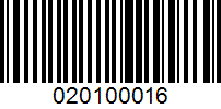 Barcode for 020100016