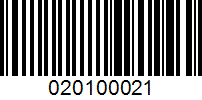 Barcode for 020100021