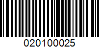 Barcode for 020100025