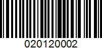 Barcode for 020120002