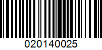 Barcode for 020140025