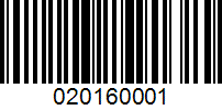 Barcode for 020160001